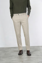 Paris pantalone chino uomo in gabardina cotone e lana carrot fit