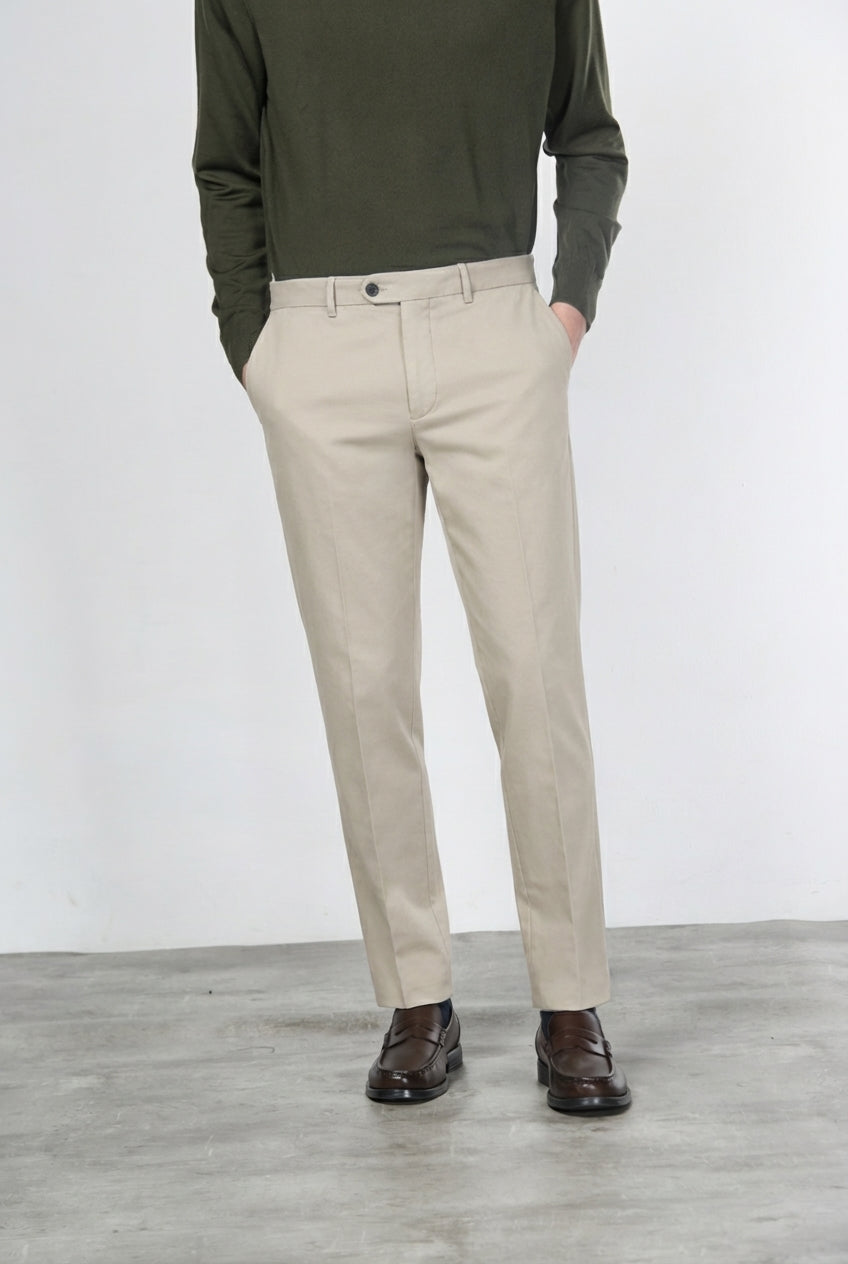 Paris pantalone chino uomo in gabardina cotone e lana carrot fit