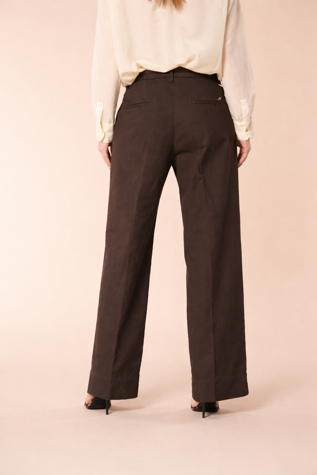 New York Studio pantalone chino donna in twill di cotone e lino straight fit