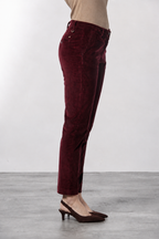 New York Slim pantalón chino de mujer en pana de canalé ancho slim fit ①