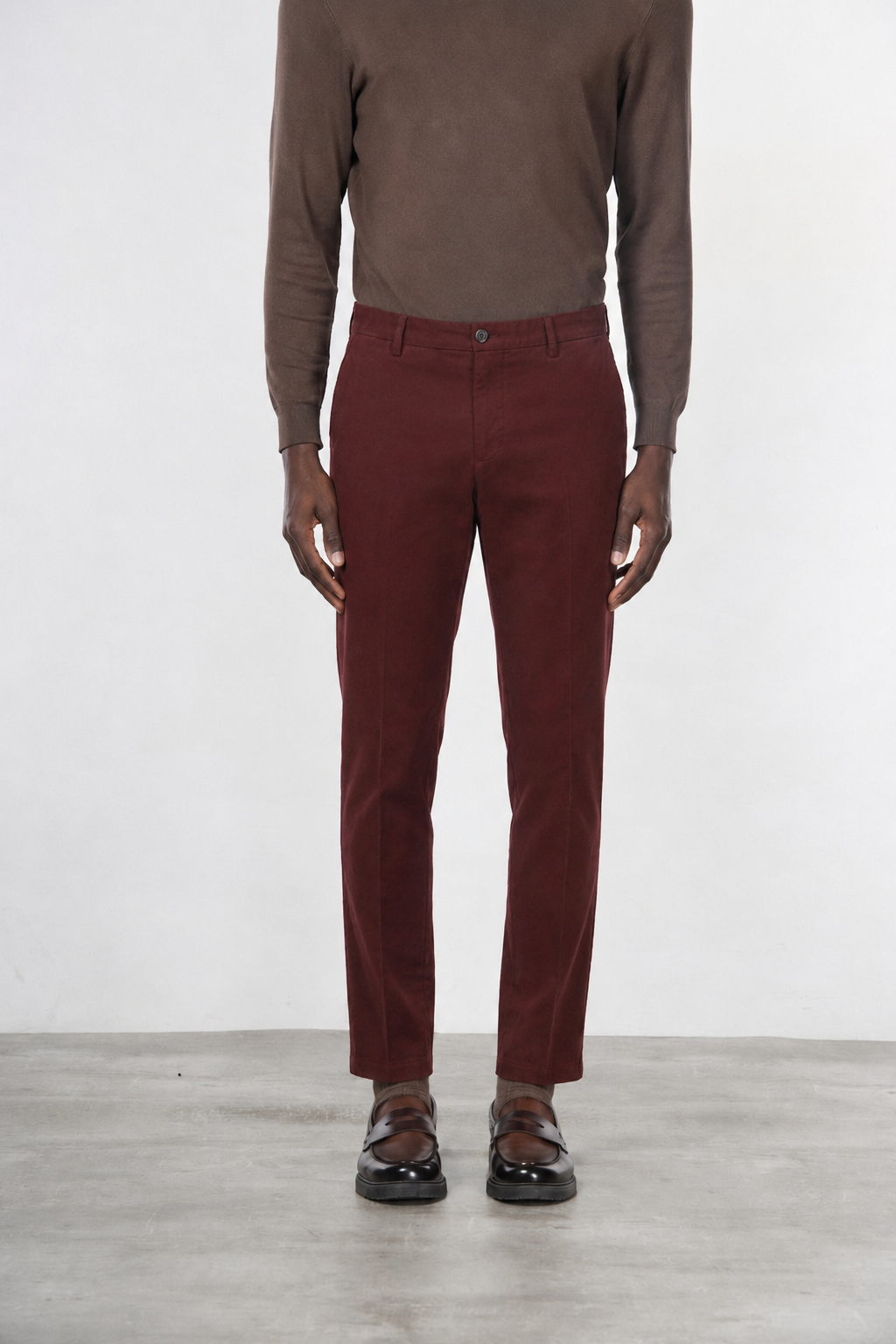 Milano pantalone chino uomo in gabardina stretch extra slim fit ①
