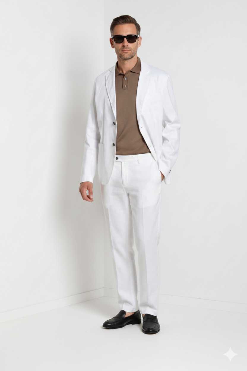 Da Vinci blazer uomo in twill di lino e cotone