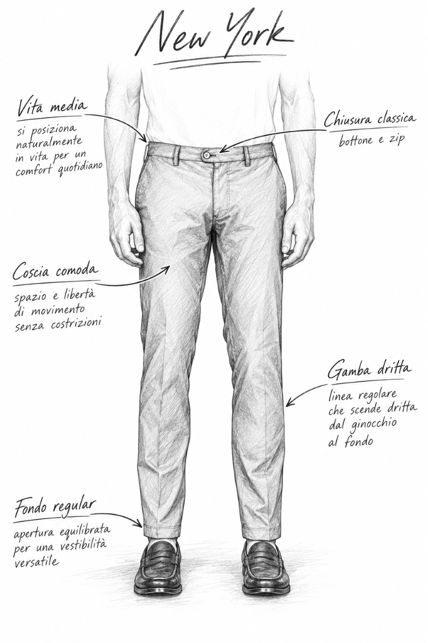New York pantalon chino homme en twill de coton et cachemire regular fit
