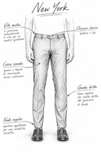 New York pantalon chino homme en twill de coton et cachemire regular fit
