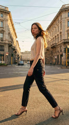 New York Slim pantalone chino donna in raso stretch slim fit ①