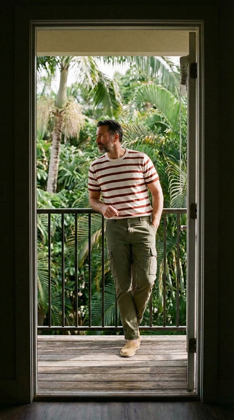 Pantalone cargo uomo Chile Mason's verde bosco in raso stretch slim fit, vista frontale su modello SS26