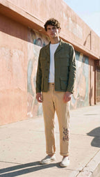 Denver M74 pantalón cargo hombre en panamá flameado relaxed fit ①
