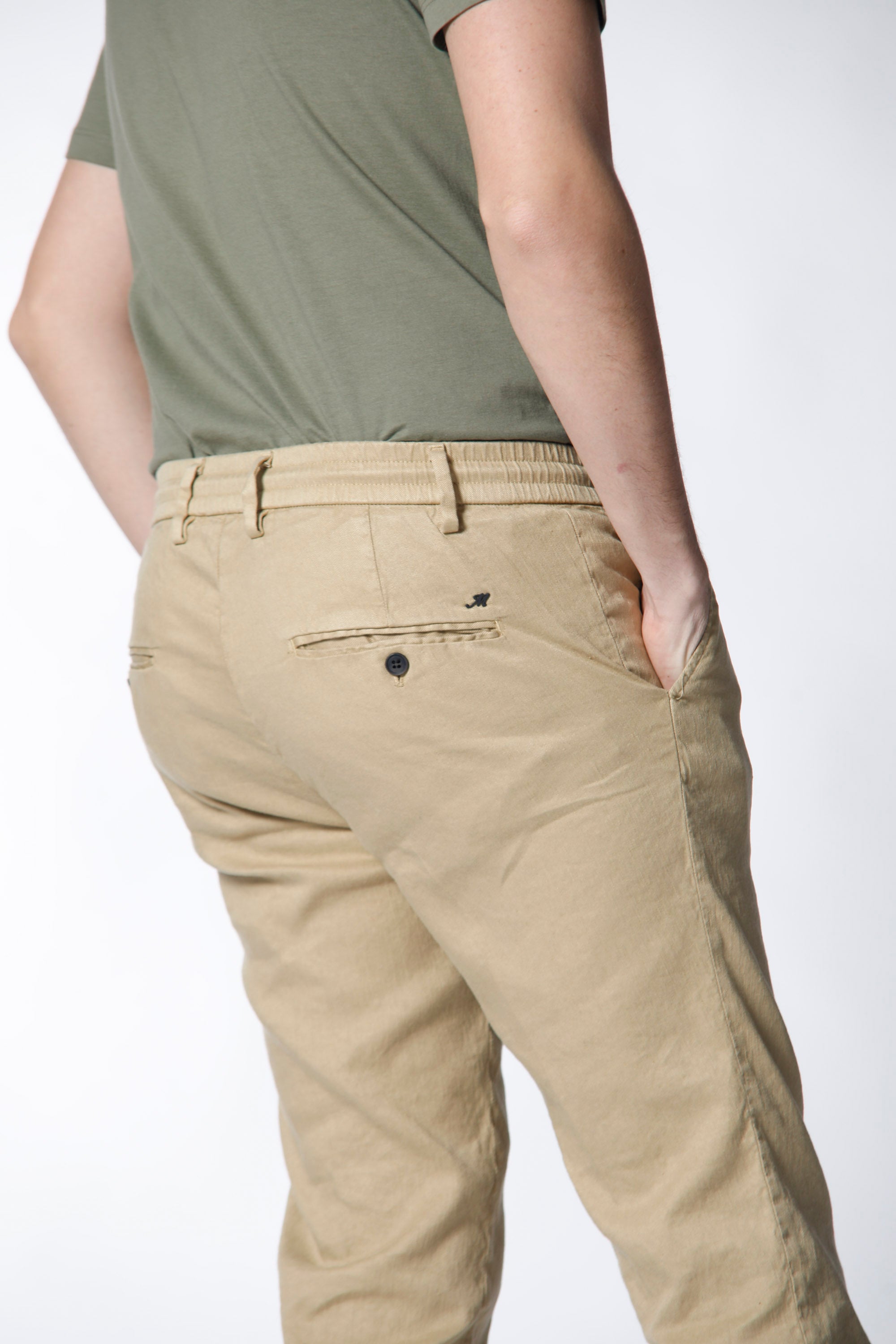 Milano Jogger pantalone uomo chino jogger in lino e cotone extra slim fit